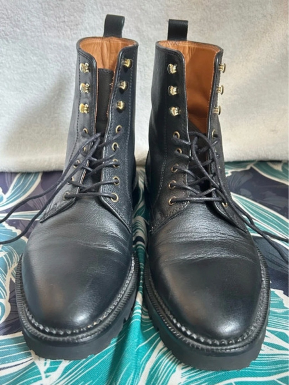 & Other Stories Black Leather Lace-Up Combat Boots